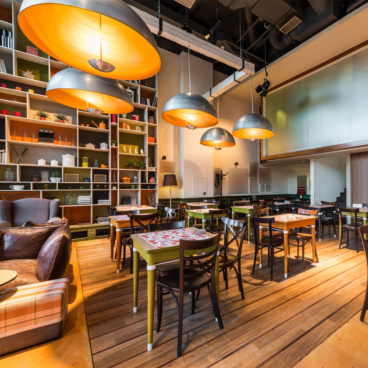 Restaurant with tables and chairs